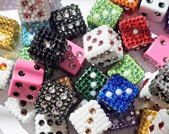 Anpassade 6-sidiga strass-tärningar • Kortspel • Familjekväll • Familjespelskväll • Gåva • Strassstenar • Tillverkas på beställning • Specialbeställning