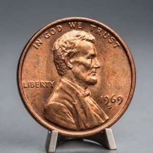 1969-S Dubbelt stansat Lincoln Cent Sällsynt Vintage Penny US Mynt