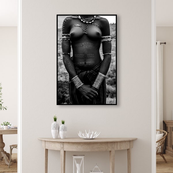 Black and White Large Wall Art, Africa Photography, Tribal Woman Portrait, wall decor for Modern Interior