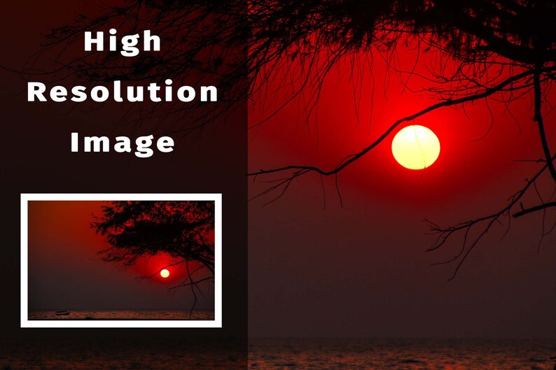 Red Sunset Wall Art, Nature Art Print, Bachelor Pad Wall Art Etsy