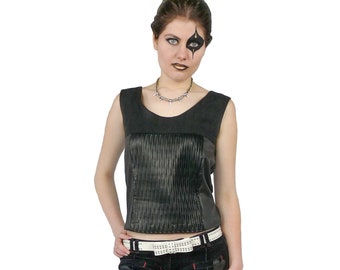 Avanti - Black Couture Top from 100% linen and vegan leather