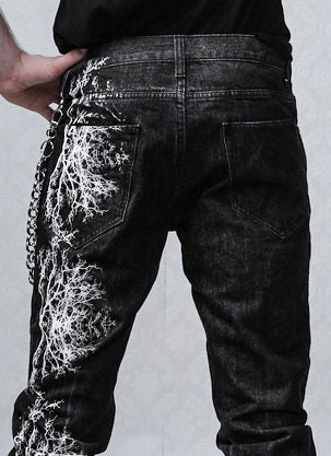 print denim jeans