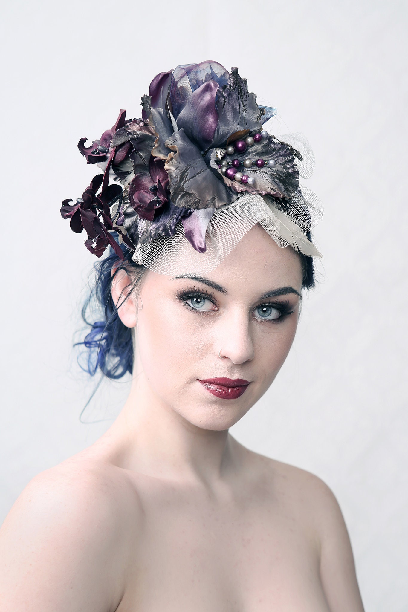 Purple Haze Fascinator Hat For Wedding Burlesque Prom Night