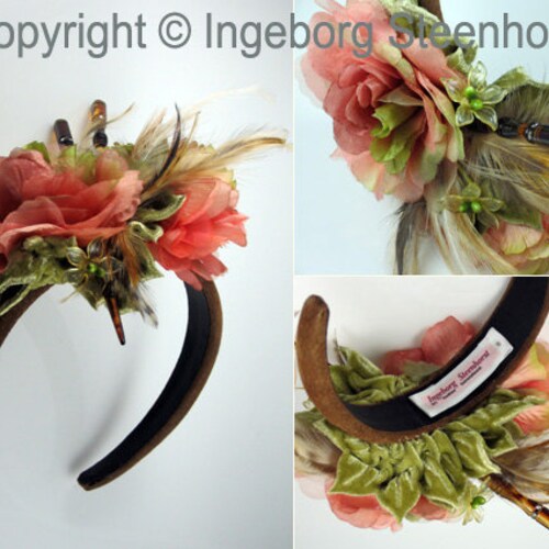 ENGLISH ROSE - Couture Fascinator Hat for Wedding, Burlesque, Ascot Races, Beach Party, Prom, Drag Queen, shops Stage Performance