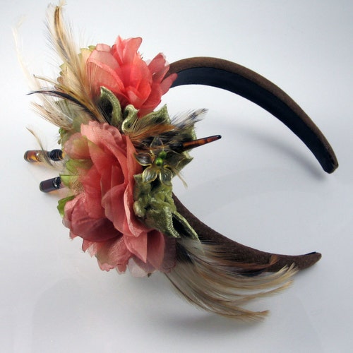 ENGLISH ROSE - Couture Fascinator Hat for Wedding, Burlesque, Ascot Races, Beach Party, Prom, Drag Queen, shops Stage Performance