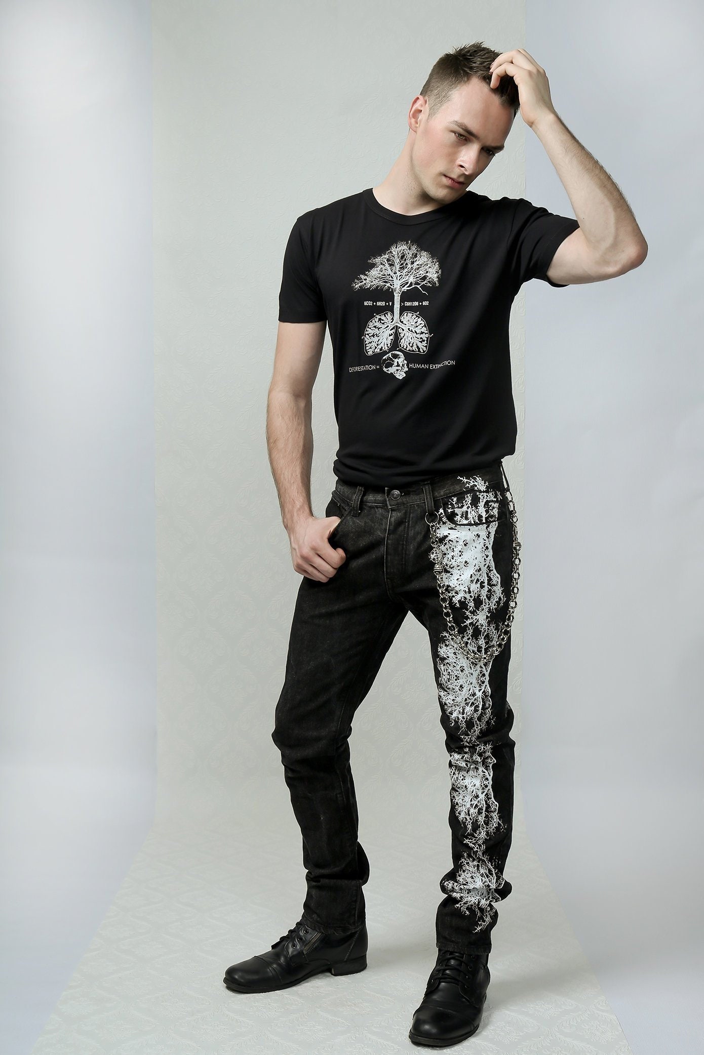 printed black jeans