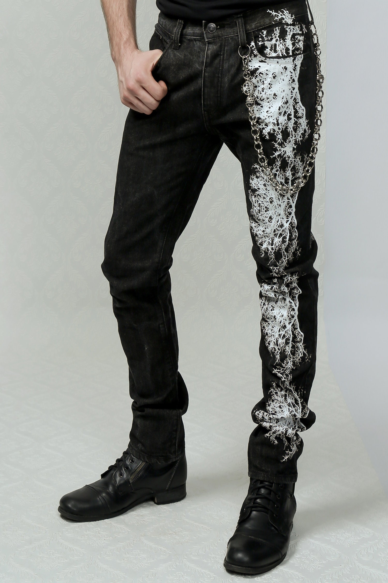 printed black jeans