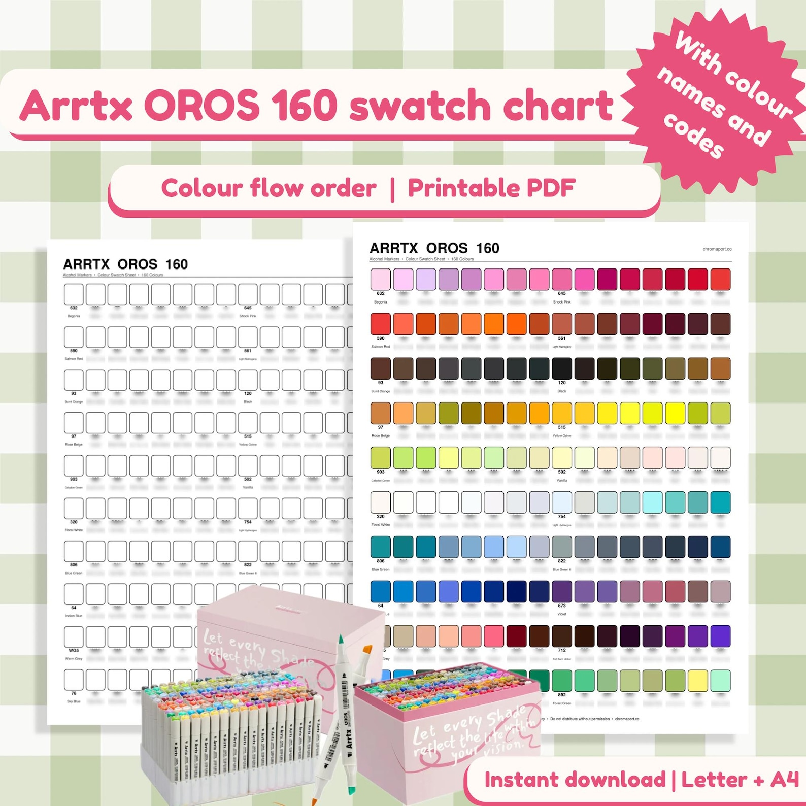 Arrtx OROS 160 Swatch Chart