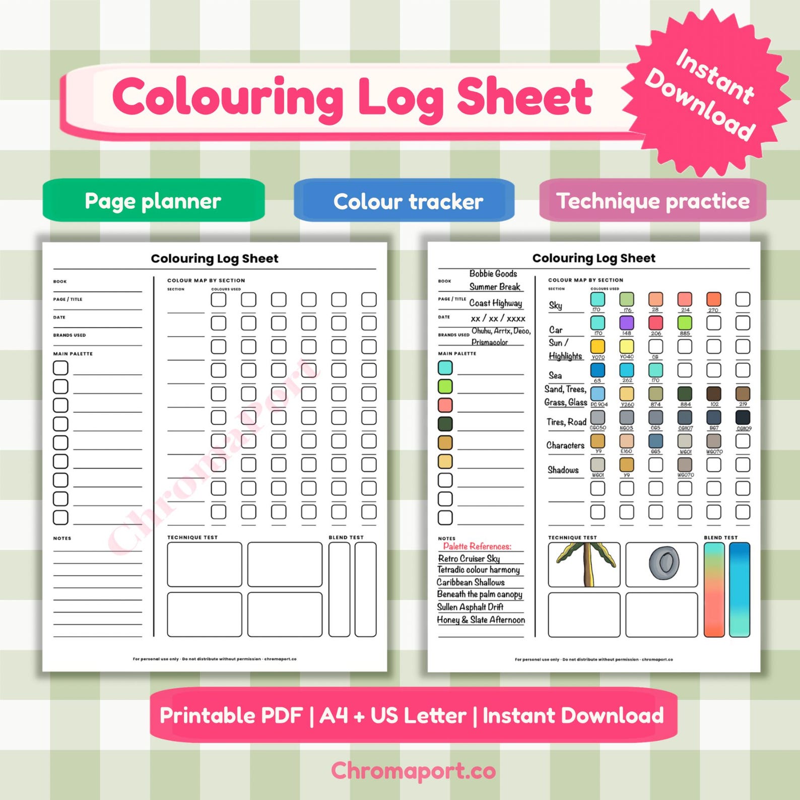 Colouring Log Sheet