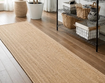 Handmade Jute Runner Rug – Natural Fiber Hallway Decor, Custom-Size Rug