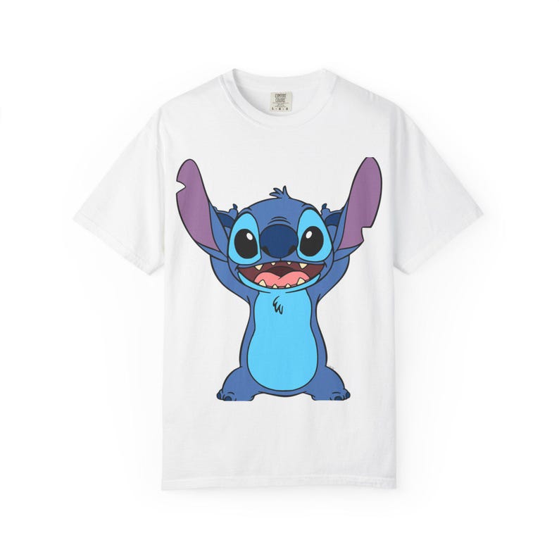 Lilo & Stitch Character T-Shirt | Garment-Dyed Cotton Cartoon Tee image 1
