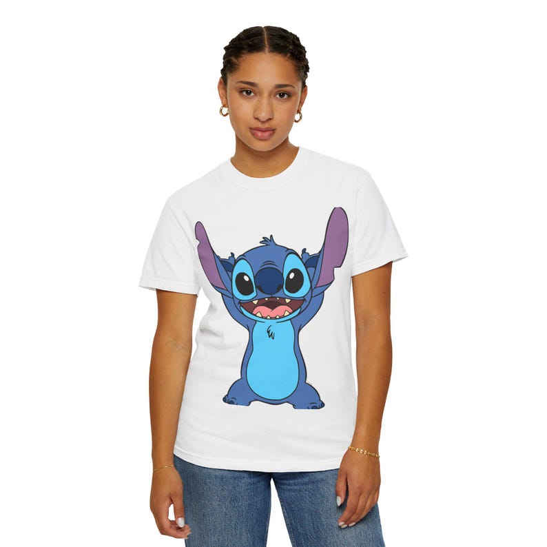 Lilo & Stitch Character T-Shirt | Garment-Dyed Cotton Cartoon Tee image 3