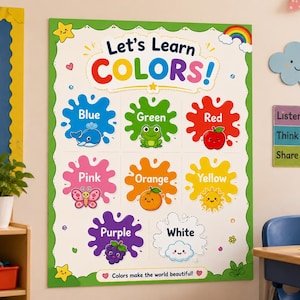 Let's Learn Colors Poster | Matte Vertical Educational Poster (18"x 24")