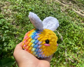 Crochet rainbow bee for kids