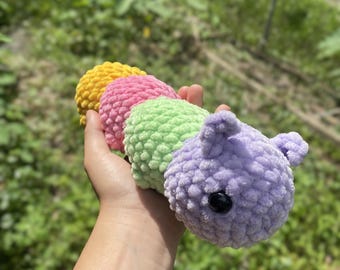 Crocheted rainbow caterpillar for kids