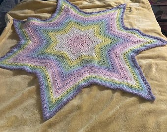 Pastel rainbow star throw blanket