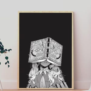 Witch Hat Atelier Dark Manga Anime Poster, Gothic Black White Ink Print, Bedroom Wall Art