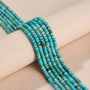 Naturliga turkosa rondellpärlor, blå turkos pärlsträng, äkta stenpärlor för smyckestillverkning, armband halsband DIY-tillbehör