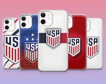 USA Phone Case Football Soccer Cover for iPhone 17Pro, 16, 15, 14, 13, 12, Samsung S26, S25, S24, S23Fe, A16, A56, Pixel 10, 9Pro