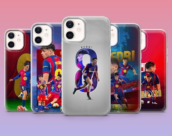 Pedri Phone Case Football Barca Soccer Cover per iPhone 17Pro, 16, 15, 14, 13, 12, Samsung S26, S25, S24, S23Fe, A16, A56, Pixel 10, 9Pro