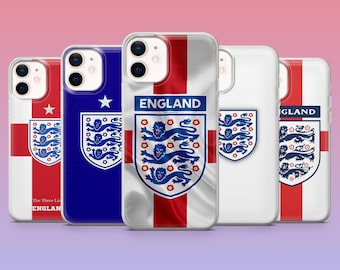 Cover per telefono con logo dell'Inghilterra, calcio, per iPhone 17Pro, 16, 15, 14, 13, 12, Samsung S26, S25, S24, S23Fe, A16, A56, Pixel 10, 9Pro