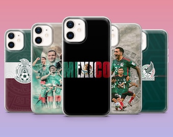 Cover per telefono con tema Messico, Coppa del Mondo di calcio, compatibile con iPhone 17Pro, 16, 15, 14, 13, 12, Samsung S26, S25, S24, S23Fe, A16, A56, Pixel 10, 9Pro.