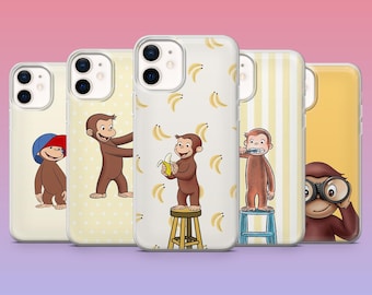 Curious George  Phone Case Cartoon Monkey Cute  Cover for iPhone 17Pro,16, 15,14,13,12, Samsung S26, S25, S24, S23Fe, A16, A56, Pixel10,9Pro