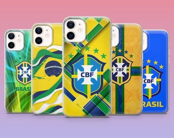 Cover per telefono Brasile, Coppa del Mondo di calcio, compatibile con iPhone 17Pro, 16, 15, 14, 13, 12, Samsung S26, S25, S24, S23Fe, A16, A56, Pixel 10, 9Pro