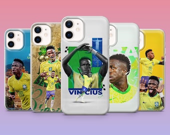 Custodia per telefono Vini Jr Calcio Brasile Coppa del Mondo Cover per iPhone 17Pro, 16, 15, 14, 13, 12, Samsung S26, S25, S24, S23Fe, A16, A56, Pixel 10, 9Pro