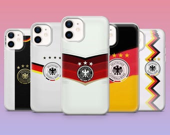 Cover per telefono con stampa della Germania e tema calcio per iPhone 17Pro, 16, 15, 14, 13, 12, Samsung S26, S25, S24, S23Fe, A16, A56, Pixel 10, 9Pro