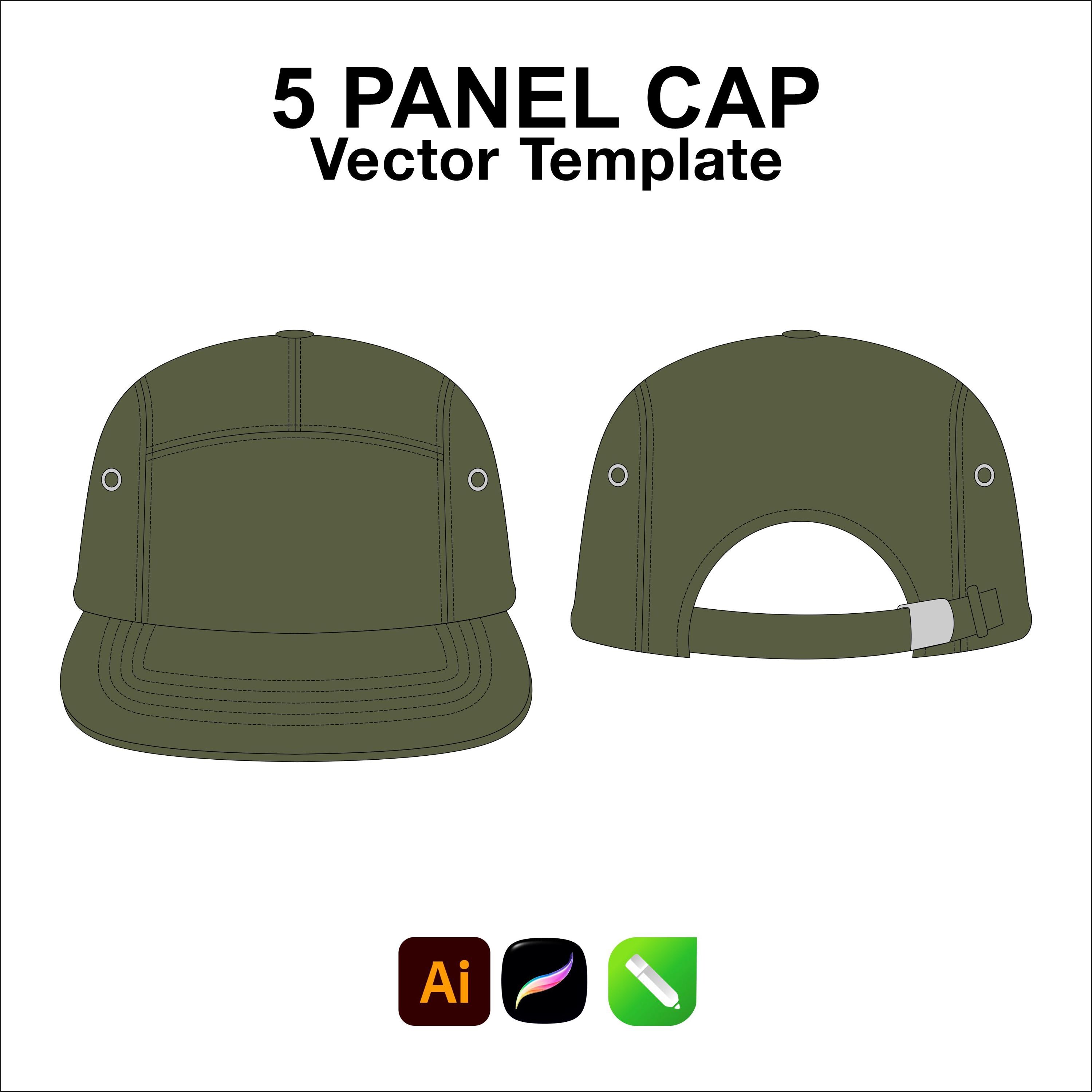 5 Panel Cap Vector Mockup, Streetwear Hat Template (digital Download ...