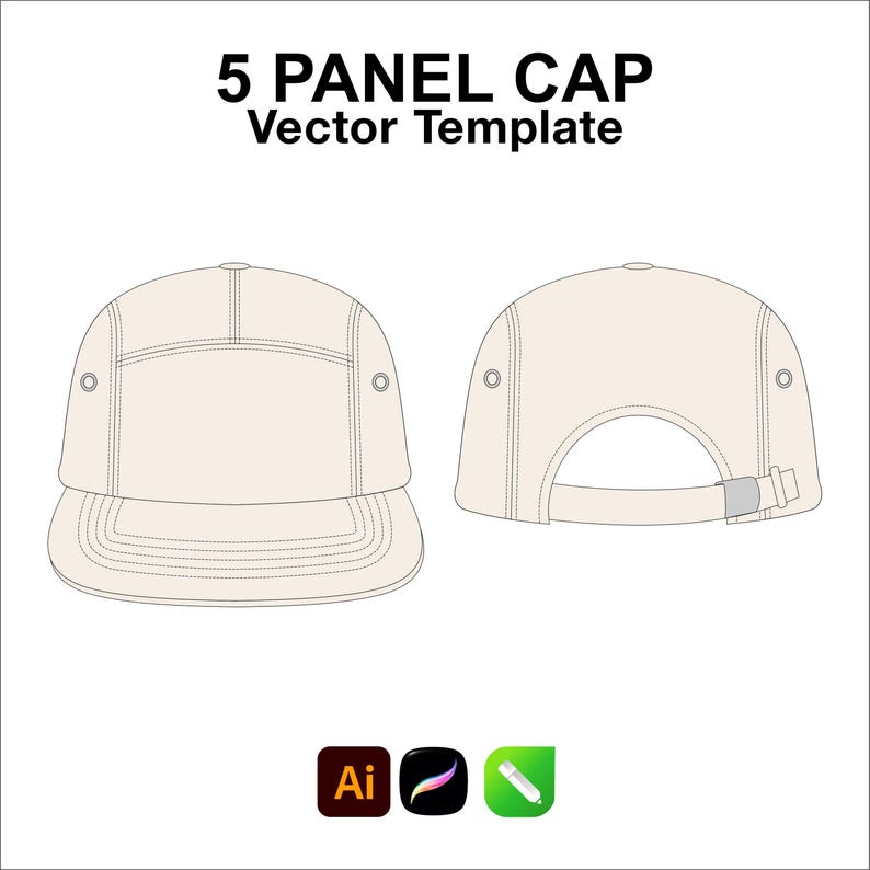 5 Panel Cap Vector Mockup, Streetwear Hat Template (digital Download ...