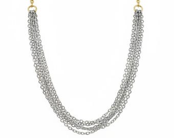Boho Layer Necklace Silver & Gold – Elegant Multi-Row Statement Necklace for Women, Minimalist Jewelry