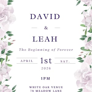 Minimalist Wedding Invitation Template | Customizable Editable Canva Design | Digital Download