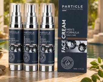 Lot de 3 particules de crème pour le visage pour hommes, formule anti-âge 6 en 1, emballage personnalisable de 3 bouteilles