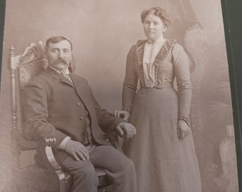 Cabinet Card Husband Wife Turn of the Century Spokane WA Walla Walla WA Free USA Shipping Media Mail w Tracking Included