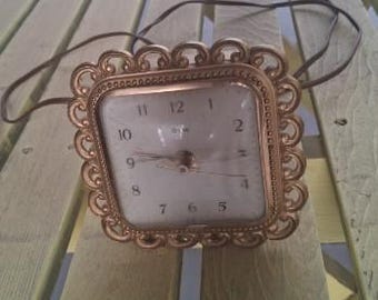 Vintage 1960s Regency Electric Clock Gold Metal Free USA Shipping Included