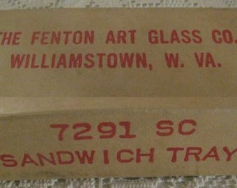 1950s Fenton ORIGINAL Box w Silver Crest Chrome Handled Milk Glass Tray 7291SC Sandwich Tray NIB Shipping is Incl. to the USA Lower48 States