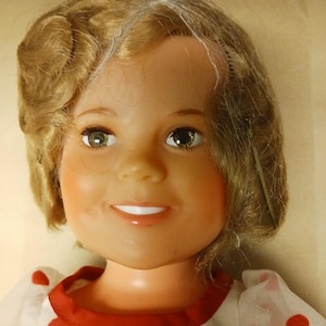 Shirley Temple IDEAL Doll 1970&#39;s with Hair Net Bright Crisp Colors on Doll, Dress and Shoes  Free Shipping