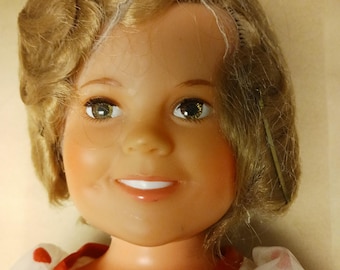 Shirley Temple IDEAL Doll 1970's with Hair Net Bright Crisp Colors on Doll, Dress and Shoes  Free Shipping