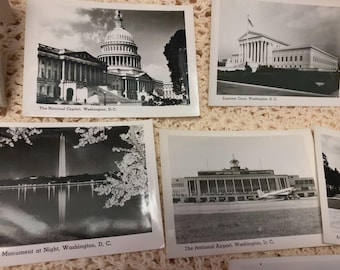 Washington DC Souvenir Real Photo Cards White House Nat'l Airport w Plane DC Monument Lincoln Mt Vernon Library Art Gallery 1940s