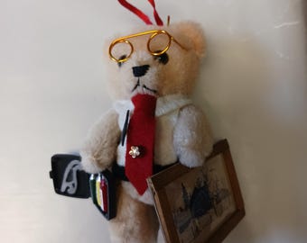 Artist Painter Bear Ornament Hang Christmas or Decor FREE USA Shipping