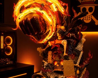 Figura LED de Luffy Gear 3 Red Roc de One Piece, 21 cm, estatua de PVC de anime, decoración de colección, regalo