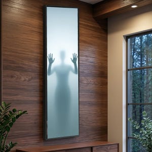Cuadro decorativo de silueta misteriosa en lienzo, decoración de figuras sombrías, forma humana abstracta, lienzo minimalista azul oscuro, diseño moderno para paredes del hogar.