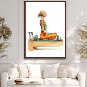 Frau meditiert auf Pilates Wenderin, Yoga Übung Leinwand, Wellness und Fitness Wand Kunst, Achtsamkeit Wohnkultur Leinwand Bild 8
