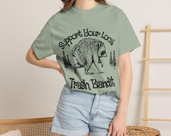 Jimothy Support Your Local Trash Bandit T-Shirt | Raccoon Illustration, Woodland Design