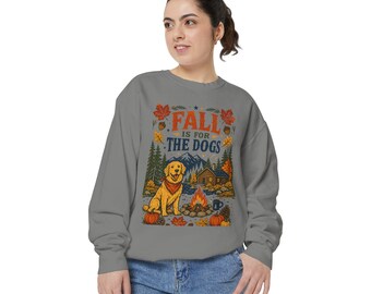Fall Is For The Dogs Sweatshirt | Golden Retriever Autumn Cabin Campfire