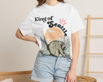 Jimothy Raccoon King of Seattle T-Shirt, Retro PNW Graphic Tee
