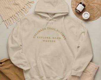 Colorado Trail Society graphic hoodie | mountain trail design, explore roam wander