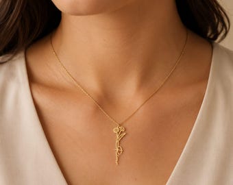 Personalized Name Necklace with Birth Flower, Tiny Birth flower Name Necklace, Custom Name Jewelry for Bridesmaids, Christmas Gift for Mom